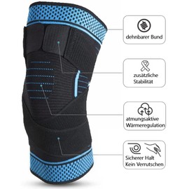 Generisch Knee Support for Men and Women, Knee Support for Sports and Everyday Use, Secure Hold thanks to Stabilizers, 1 Piece (L)