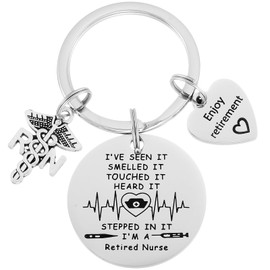 Kivosliviz Retirement Gifts for Nurses Women 2024 Funny Men Keychain Coworker Rn Nurse Retirement Keychain