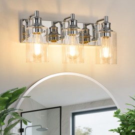 ALAISLYC 3-Light Bathroom Light Fixtures Modern Chrome Vanity Lights for Bathroom Lighting Fixtures Over Mirror for Cabinet Mirror Bedroom Hallway