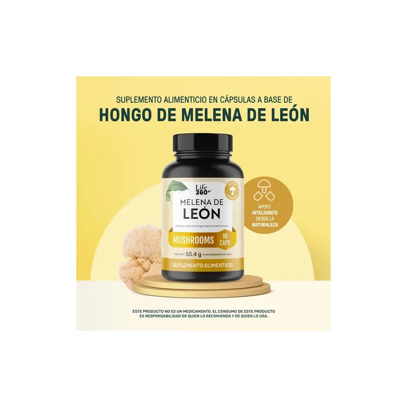 Hongo Melena de León 90 Cápsulas Sin Sabor Suplemento Alimenticio