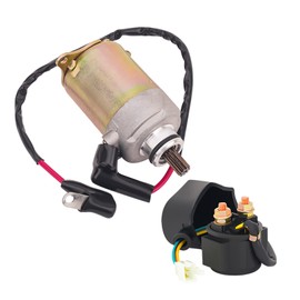 AHL Starter Motor & Solenoid Relay for GY6 4-Stroke Engine 50cc 125cc 150cc 200cc 250cc Moped ATV Dirt Bikes Scooters Go Kart Compatible with Taotao 4 Wheelers SUNL Coolster Baja Jonway Roketa