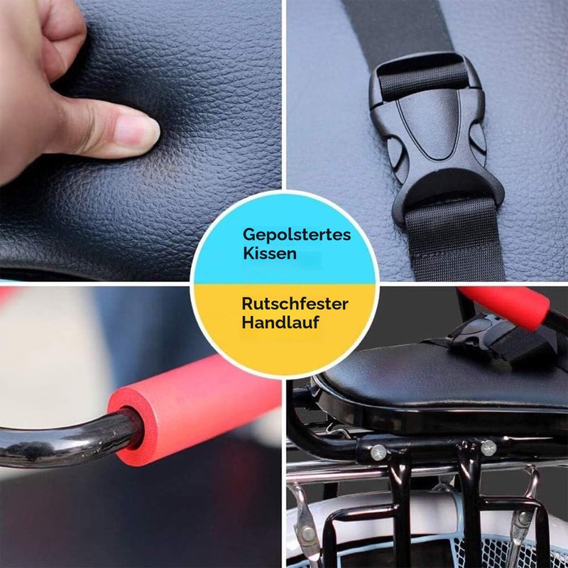 Child Electric Bike Seat with High Barrier - Black