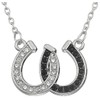 Double Horseshoe White and Black Crystal Horse Hoof Pendant Necklaces