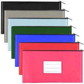 Isink 7 Pack Money Bags with Zipper for Cash, Bank Deposit Bags,Money Pouches with Zipper,Bank Bag,Cash Bag,11.2x6.3 inches (7 Colors,14 cards)