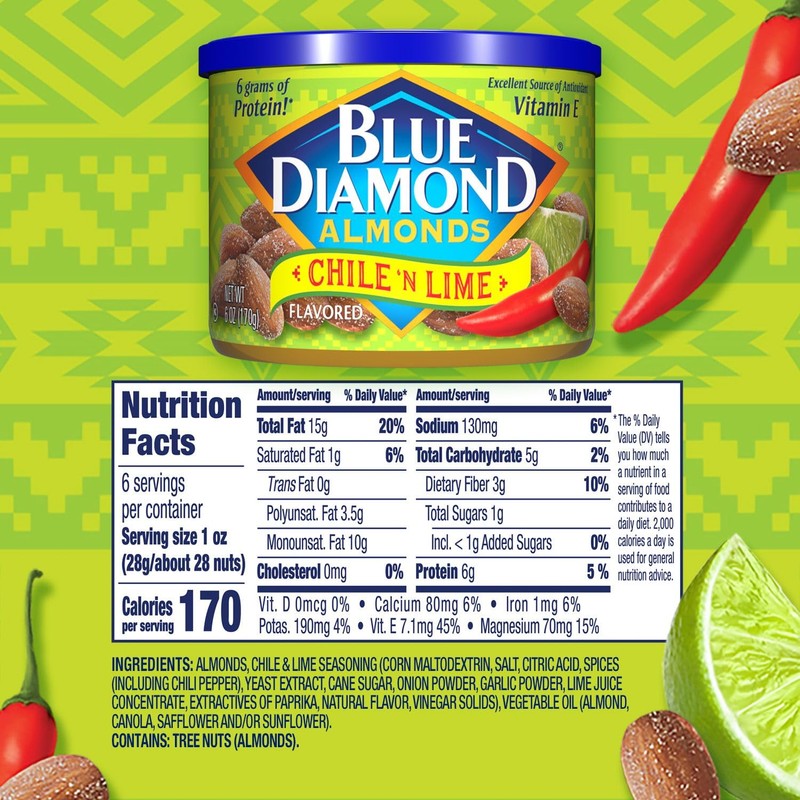 Blue Diamond Almonds, Snack Nut Flavored Chile n' Lime perfect