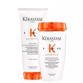 KÉRASTASE Genesis Kit Tratamiento Para Cabello Seco Shampoo Bain Satin Riche (250 Ml) +Acondicionador Lait Vital (200 Ml) -Tratamiento Para Cabello