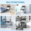 HOMCOM Commode Chair for Elderly w/Arms and Back, Removable Bucket,