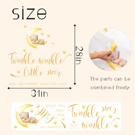 Capiont Twinkle Twinkle Little Star How We Wonder What You are Gender Reveal Party Decal - Star Cute Bear Gender Reveal Wall Decal,He or She Baby Shower (Twinkle Yellow)
