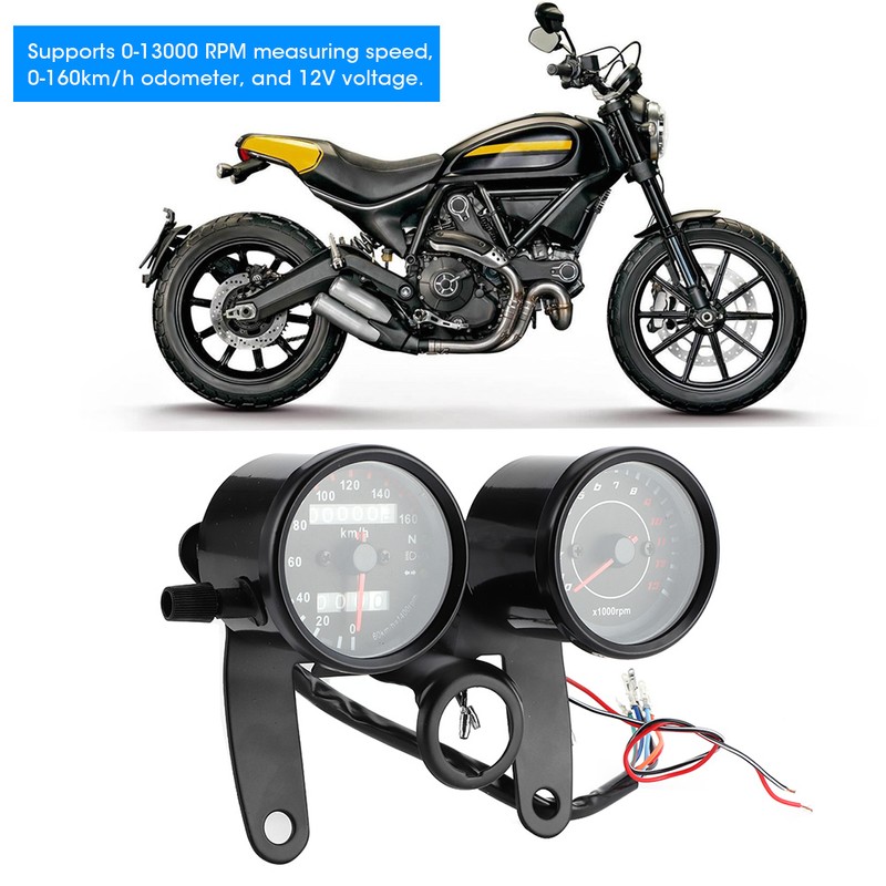 Universal Motorcycle LED Odometer Meter Tachometer Gauge Speedometer Instrument 12V