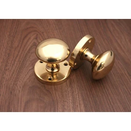 Infinity Decor Victorian Solid Brass Round Mortice Door Knobs Sprung Pull Handles Set 50mm - for Interior Doors (Polished Brass)