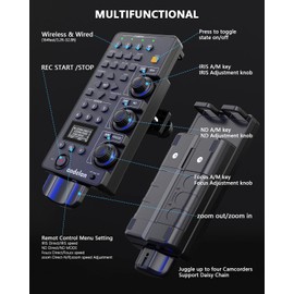 for Sony Camcorder Lanc Zoom Controller - Wireless & Wired Remote Control with IRIS Focus Zoom ND White Balance Adjust for Sony ILME-FX6,PXW-FX9,PXWZ280V/Z280T,PXWZ190V/Z190T; Replaces Sony RM-30BP