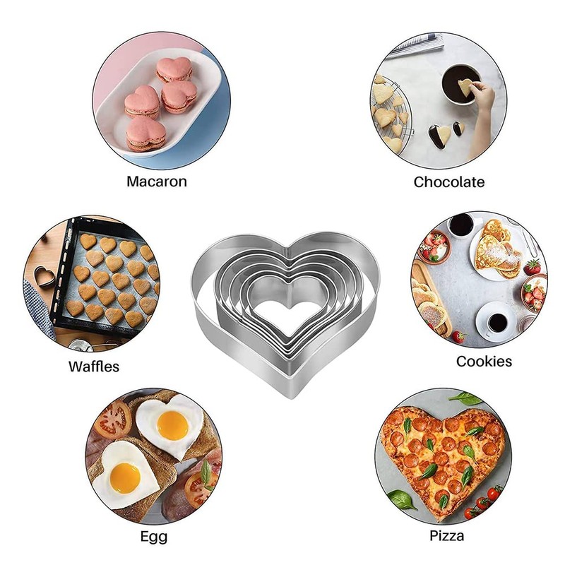 Set of 5 Heart Shape Cookie Cutter Set Valentine Cookie