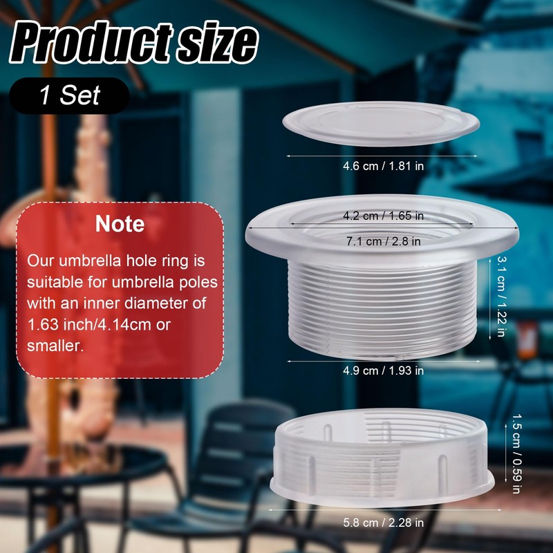 PEUTIER Parasol Hole Ring Plug and Cap Set, ABS Plastic