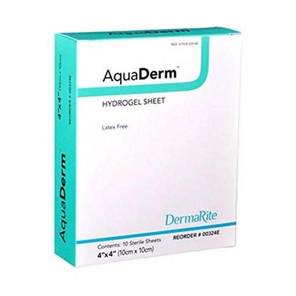 DermaRite 00324E AquaDerm Hydrogel Sheet, 10 Individually Packed Dressings