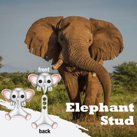 Animal Jacket Earrings for Womens 925 Sterling Silver Axolotl Pug Cat Goat Earrings Cute 3D Earrings Jacket Hypoallergenic (Elephant Jacket)