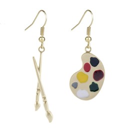 Hand made cute palette brush asymmetric earrings