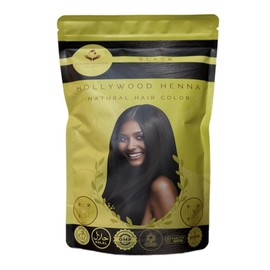 Hollywood Henna Hair Color (Black) Organic Color Hair Beard Dye (Pack of 1-227g) Henna Based Hair Colors with Pure Herbs Free Chemicals Long Lasting Natural Hair Dye for Men & Women Gift