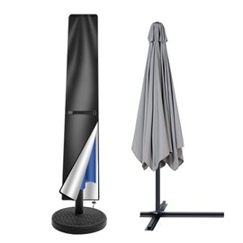 Teynewer Parasol Cover Waterproof, Straight Parasol Protective Cover with Telescopic Pole and Zipper Fit for 1.8 to 2.7 m Large Umbrella Patio Parasol Weatherproof UV-Anti Windproof (170x25/35cm)