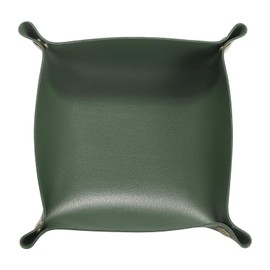 sourcing map PU Leather Valet Tray Unisex Folding Small Catchall Tray Portable Entryway Table Tray Nightstand Bedside Desk Tray for Key Wallet Watch Coin Jewelry Dice, Green