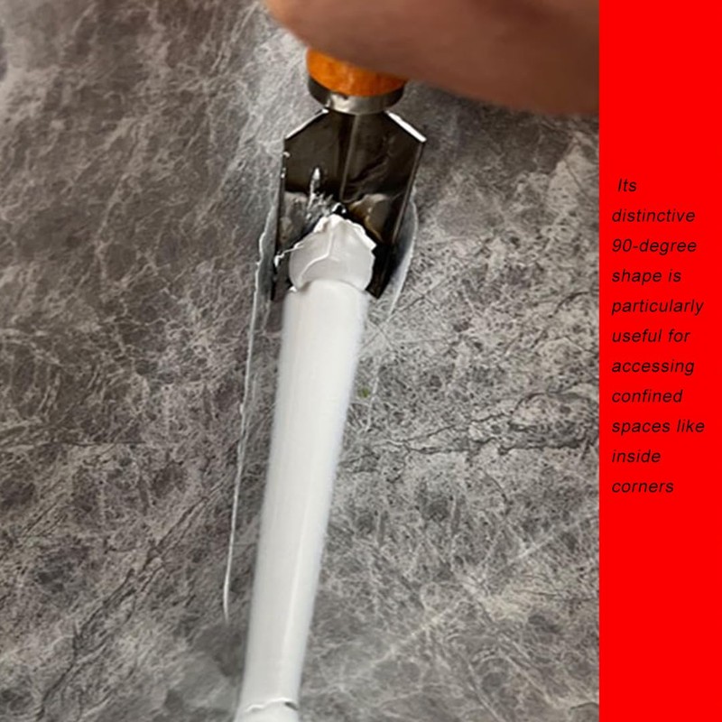 Dzxnnt Wooden Handle Right-Angle Caulk Finishing Tool - Grout Scraper