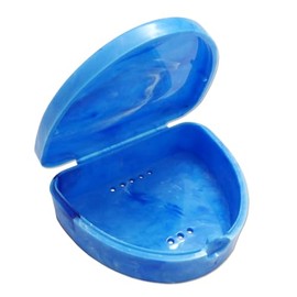 Slim Orthodontic Dental Case - Marble Colours for Retainers, Bleaching Trays, Dentures & More (Blue Marble)