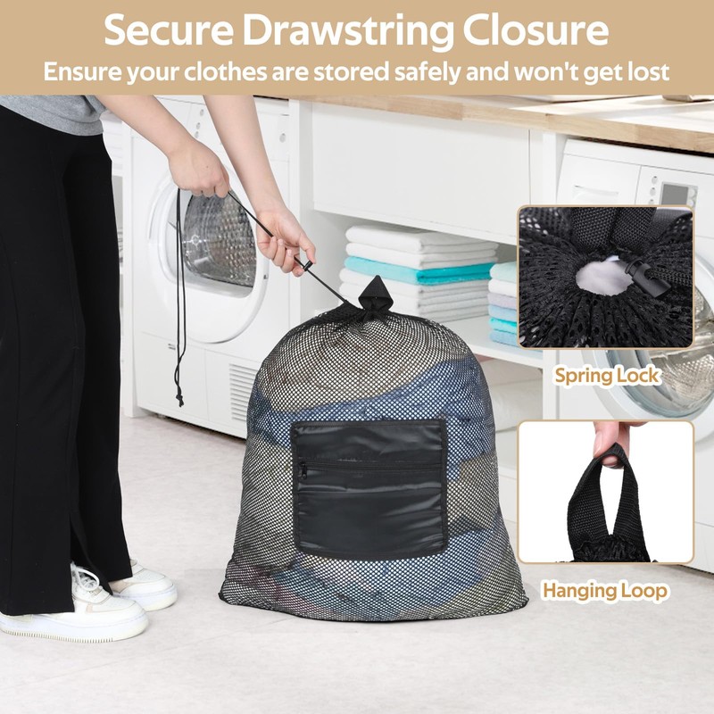 OTraki Drawstring Backpack 24x27 Inch Heavy Duty Mesh Laundry Bag
