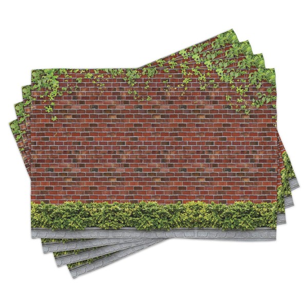 Lunarable Brick Wall Place Mats Set of 4, Brick Wall