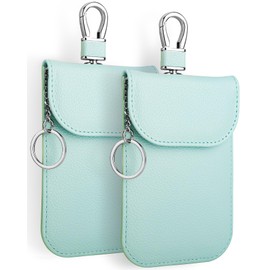 Teskyer Pack of 2 Faraday Bag for Car Keys, Keyless Go Protection, Car Key Protection, Signal Blocker Bag, RFID Protection Car Key for Car Keys, Aqua Green