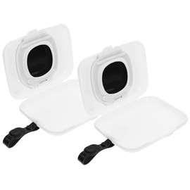 CAXUSD 2Pcs Portable Wipes Dispenser Case Travel Wipes Holder for Easy Access for Cribs and Strollers Design Black