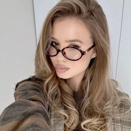 KUGUAOK Vintage Blue Light Blocking Glasses for Women,Retro Oval y2k Lightweight Eyeglasses Frame Gaming TV Bluelight Glasses