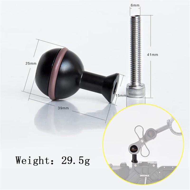 M6 Tread Ball Head for DIVEVOLK Underwater Housing