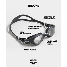 arena The One Unisex-Schwimmbrille für Erwachsene, Schwimmbrille mit Großen Gläsern, Anti-Beschlag und UV-Schutz, Selbstjustierender Nasensteg, Orbit-Proof-Dichtungen