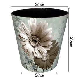 HMANE 10L/2.64 Gallon PU Leather Trash Can Decorative Waterproof Wastebasket Paper Basket Garbage Bin for Home Office Bathroom