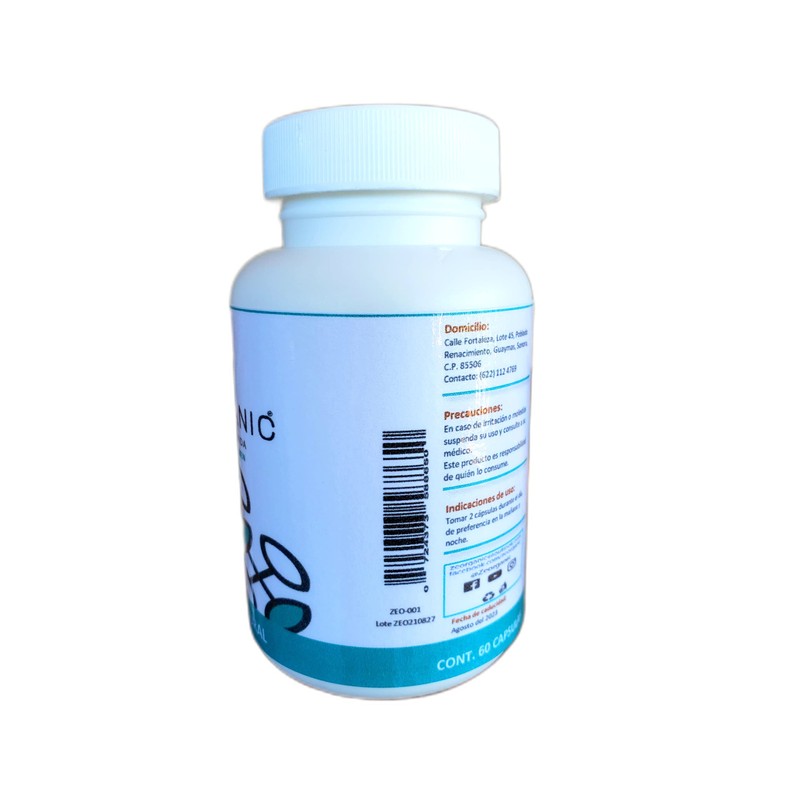 Zeolita Clinoptilolita 60 cápsulas grado micronizada 96% de pureza