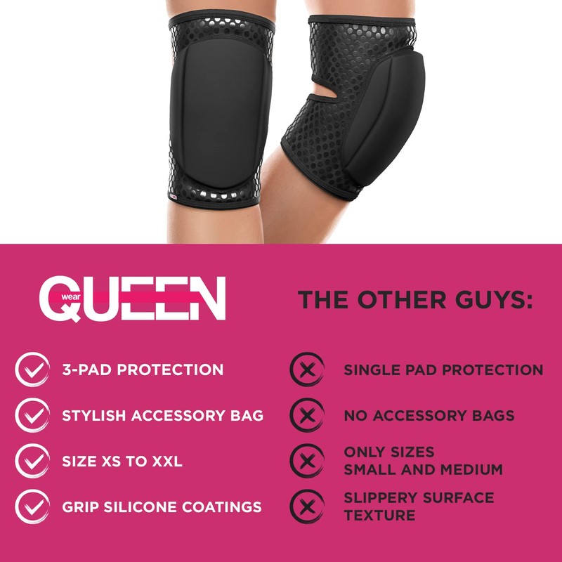 Queen Wear – Sleek Black Grip – Pole Dance Knee