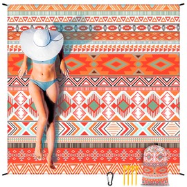 HIHOHO Beach Blanket Waterproof Sandproof Extra Large Beach Mat 79" X 83"/120"x108"for 1-8 Adults Quick Drying Durable Outdoor Picnic Mat for Beach Travel Camping Hiking