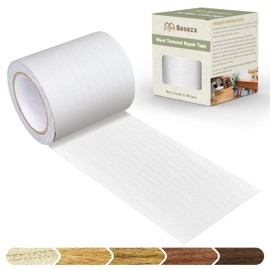 Besezx Wood Grain Repair Tape, 2.4" X15', Self Adhesive Wood Grain Repair Patch for Tables, Chairs, DIY,Baseboards, Doors, Windows, Floors and Furniture Renovation.（White）