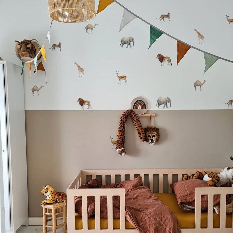18 calcomanías de pared con diseño de animales, para decoración