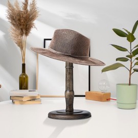 TINGSING Vintage Hat Stand Rustic Wooden Hat Display Stand Tabletop Hat Rack Dome Shaped Cowboy Cap Organizer Wig Holder Helmet Stand for Closet, Home Decor, Bronze, Large