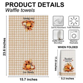 SDFBFVSA 2 Pcs Autumn Pumpkin Maple Leaf Kitchen Towels Quick Dry, Super Absorbent Microfiber Dish Cloths, Autumn Farmhouse Gifts Decor for Kitchens Homes Bathrooms Restaurant Hotel Cafe Dinner Party