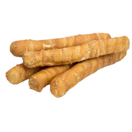 Lucky Premium Treats Chicken Wrapped Rawhide Dog Treats, All Natural Gluten Free Dog Treats, Bullsticks for Large Dogs, 10 Chews