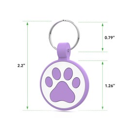 WhoseID QR Code Cat Tag, Modifiable Online Profile, Multiple Emergency Contact, Silicone Cat Tag, Lightweight, Waterproof, No Jinging, Collar Accessories (Medium to Large Breeds - 1.25", Purple)