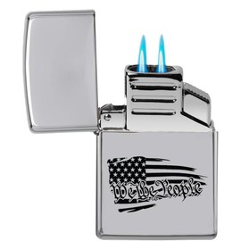 ROLYAD Dual Flame Torch Lighter We The People American Flag (Chrome)