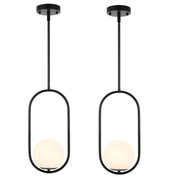 BYOLIIMA Modern Globe Pendant Light Mid Century Chandelier 1-Light Matte
