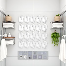 10Pcs Transparent Wall Mounted Replacement Sticky Pads for Kitchen Bathroom Shower Caddy Organizer Rack Holder Nail Free Adhesive Hooks, Shower Caddies, Shower Accessories (Double-Sided Sticker)