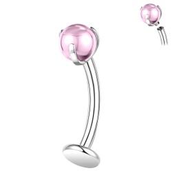 ZS ASTM F136 Belly Button Piercing Titanium 14G Colourful Stones 6/8/10/12/14 mm Internal Thread Long Bar Belly Button Piercing with Flat Back, Stone, Zircon Gemstone