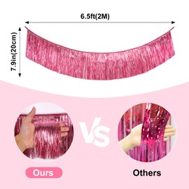 G2PLUS 2m Burgundy Fringe Garland, 20cm Sparkly Tinsel Fringing, Glitter Tinsel Garland, Shiny Backdrop Party Streamers for Birthday Wedding Prom Decoration