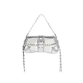MakeMeChic Women's Shoulder Bags Y2K PU Leather Clutch Small Purse Hobo Bags Silver One-Size