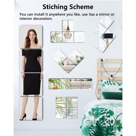 Shatterproof Peel And Stick on Mirror Tiles for Wall Decorative, 4 pcs 16”x16” Unbreakable Small Mirrors For Wall Classroom Decor, Toddlers Mirror for Kids Bedroom, Plastic Door Adhesive Mirrors