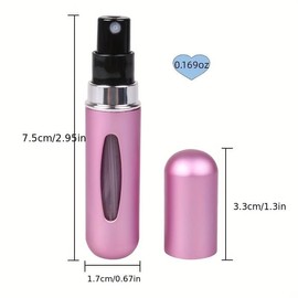 Travel Size Refillable Perfume Atomizer, 5ml Portable Spray Bottle (Pink)